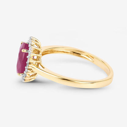1.58 Carat Genuine Ruby and White Diamond 10K Yellow Gold Ring Bids.com