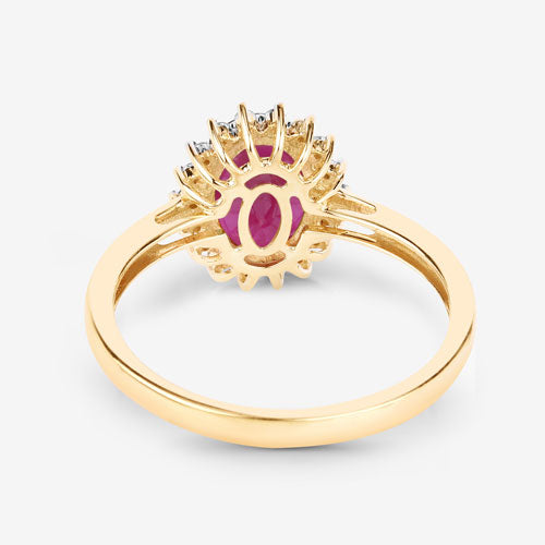 1.58 Carat Genuine Ruby and White Diamond 10K Yellow Gold Ring Bids.com