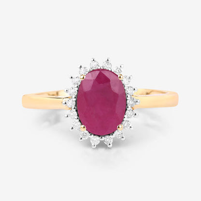 1.58 Carat Genuine Ruby and White Diamond 10K Yellow Gold Ring Bids.com