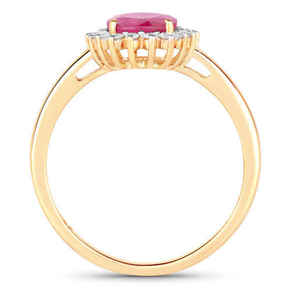 1.58 Carat Genuine Ruby and White Diamond 10K Yellow Gold Ring Bids.com