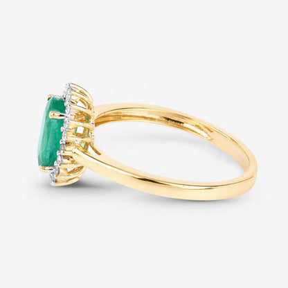 1.34 Carat Genuine Zambian Emerald and White Diamond 10K Yellow Gold Ring Bids.com