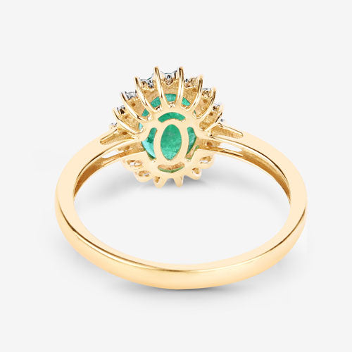 1.34 Carat Genuine Zambian Emerald and White Diamond 10K Yellow Gold Ring Bids.com