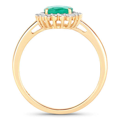 1.34 Carat Genuine Zambian Emerald and White Diamond 10K Yellow Gold Ring Bids.com