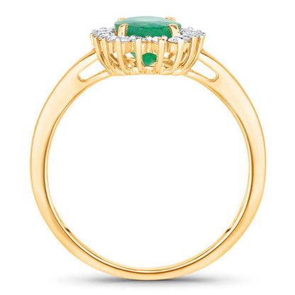 1.34 Carat Genuine Zambian Emerald and White Diamond 14K Yellow Gold Ring Bids.com