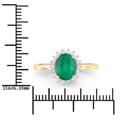 1.34 Carat Genuine Zambian Emerald and White Diamond 14K Yellow Gold Ring Bids.com