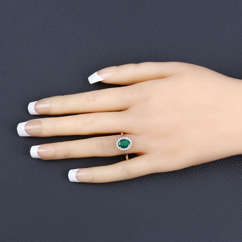 1.34 Carat Genuine Zambian Emerald and White Diamond 14K Yellow Gold Ring Bids.com