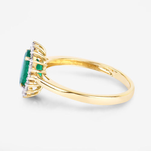 1.34 Carat Genuine Zambian Emerald and White Diamond 14K Yellow Gold Ring Bids.com