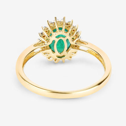 1.34 Carat Genuine Zambian Emerald and White Diamond 14K Yellow Gold Ring Bids.com