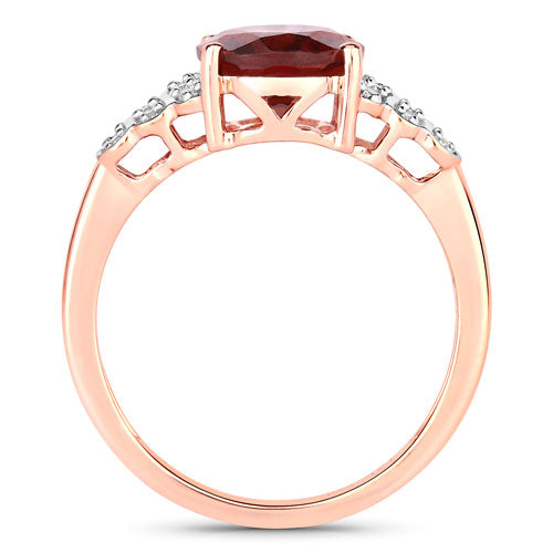 2.87 Carat Genuine Rhodolite and White Diamond 14K Rose Gold Ring Bids.com