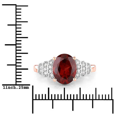 2.87 Carat Genuine Rhodolite and White Diamond 14K Rose Gold Ring Bids.com