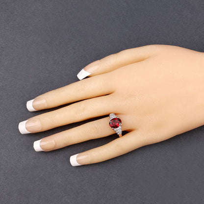 2.87 Carat Genuine Rhodolite and White Diamond 14K Rose Gold Ring Bids.com