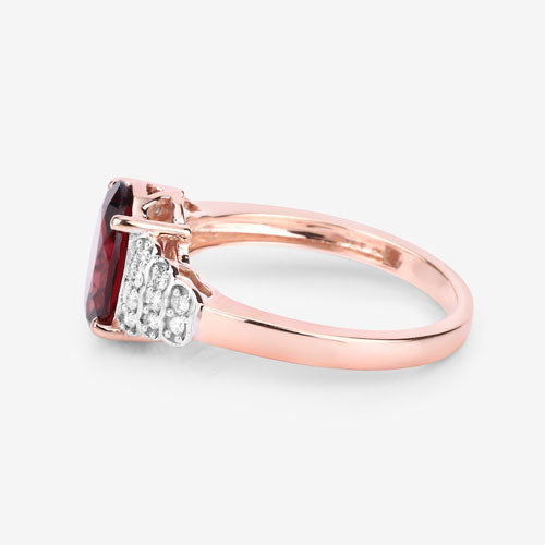 2.87 Carat Genuine Rhodolite and White Diamond 14K Rose Gold Ring Bids.com