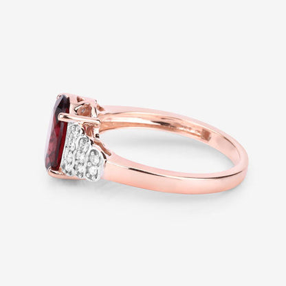 2.87 Carat Genuine Rhodolite and White Diamond 14K Rose Gold Ring Bids.com