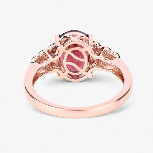 2.87 Carat Genuine Rhodolite and White Diamond 14K Rose Gold Ring Bids.com