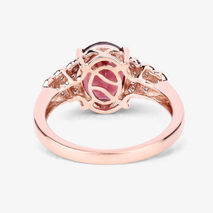 2.87 Carat Genuine Rhodolite and White Diamond 14K Rose Gold Ring Bids.com