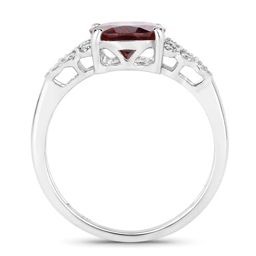 2.87 Carat Genuine Rhodolite and White Diamond 14K White Gold Ring Bids.com