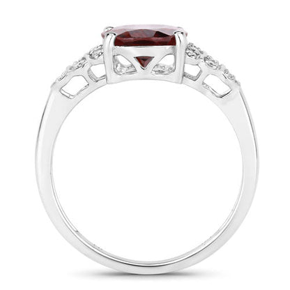 2.87 Carat Genuine Rhodolite and White Diamond 14K White Gold Ring Bids.com