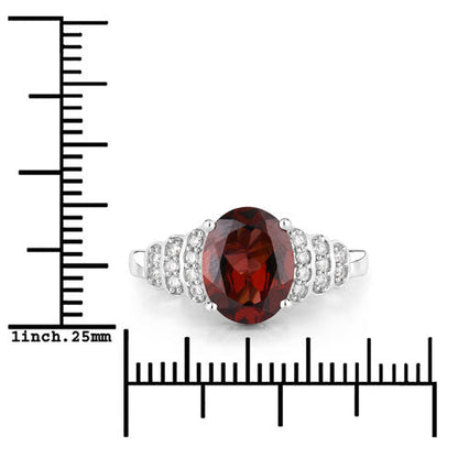 2.87 Carat Genuine Rhodolite and White Diamond 14K White Gold Ring Bids.com