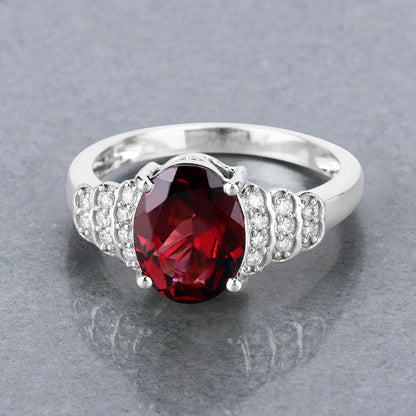 2.87 Carat Genuine Rhodolite and White Diamond 14K White Gold Ring Bids.com