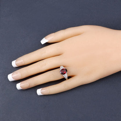 2.87 Carat Genuine Rhodolite and White Diamond 14K White Gold Ring Bids.com