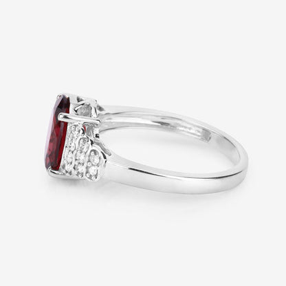 2.87 Carat Genuine Rhodolite and White Diamond 14K White Gold Ring Bids.com