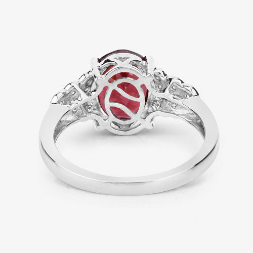 2.87 Carat Genuine Rhodolite and White Diamond 14K White Gold Ring Bids.com