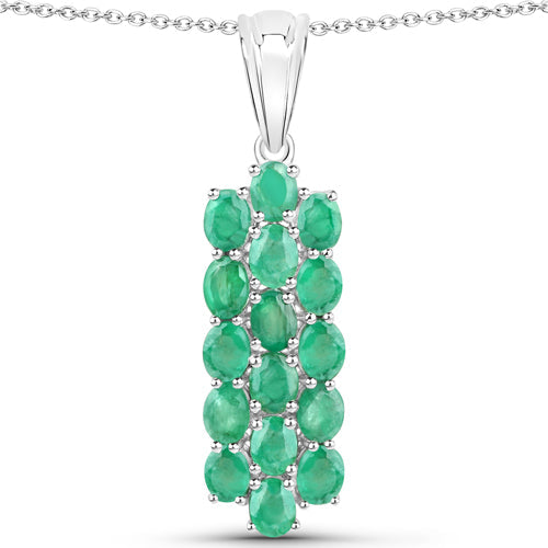 7.80 Carat Genuine Zambian Emerald .925 Sterling Silver 3 Piece Jewelry Set (Ring, Earrings, and Pendant w/ Chain) Bids.com