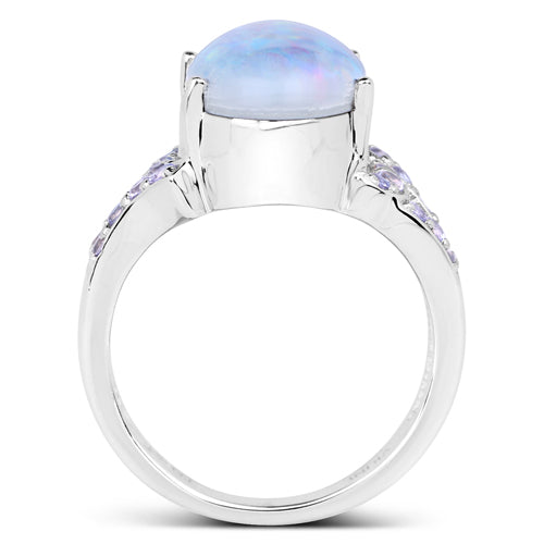 4.12 Carat Genuine Triplet Opal and Tanzanite .925 Sterling Silver Ring Bids.com