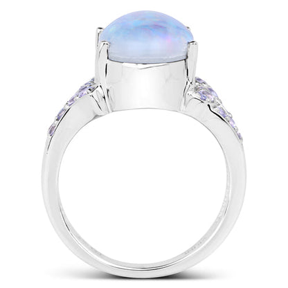 4.12 Carat Genuine Triplet Opal and Tanzanite .925 Sterling Silver Ring Bids.com