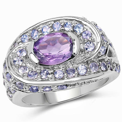 2.76 Carat Genuine Amethyst and Tanzanite .925 Sterling Silver Ring Bids.com