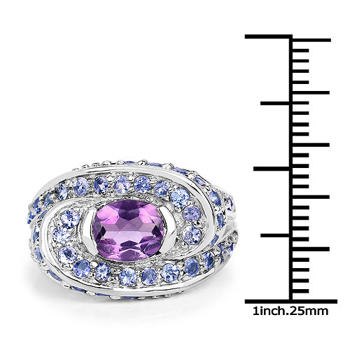 2.76 Carat Genuine Amethyst and Tanzanite .925 Sterling Silver Ring Bids.com
