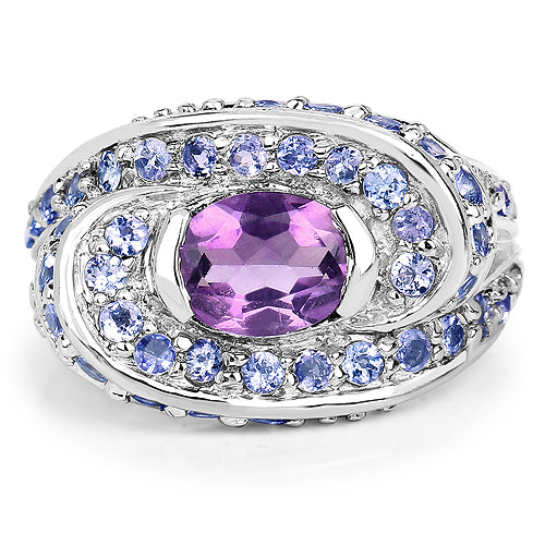 2.76 Carat Genuine Amethyst and Tanzanite .925 Sterling Silver Ring Bids.com