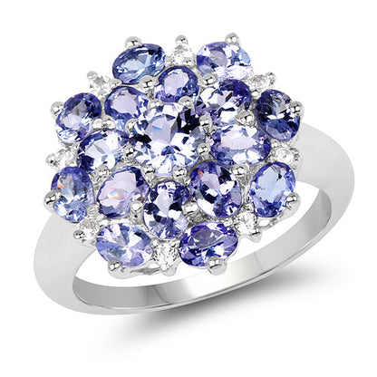 3.37 Carat Genuine Tanzanite and White Topaz .925 Sterling Silver Ring Bids.com