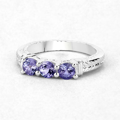 1.11 Carat Genuine Tanzanite .925 Sterling Silver Ring Bids.com