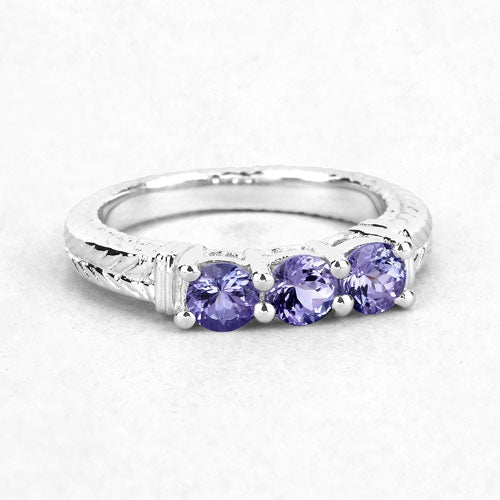 1.11 Carat Genuine Tanzanite .925 Sterling Silver Ring Bids.com