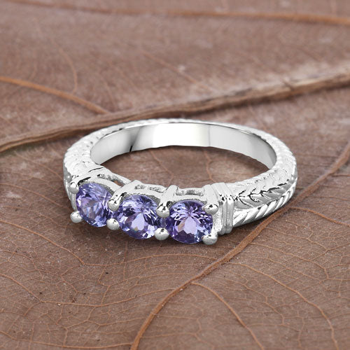 1.11 Carat Genuine Tanzanite .925 Sterling Silver Ring Bids.com