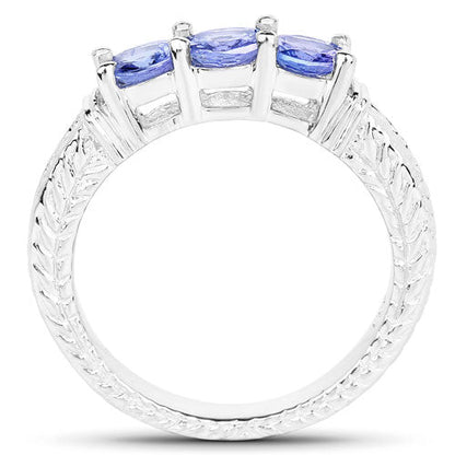 1.11 Carat Genuine Tanzanite .925 Sterling Silver Ring Bids.com