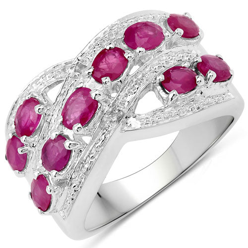 2.21 Carat Genuine Ruby and White Topaz .925 Sterling Silver Ring Bids.com