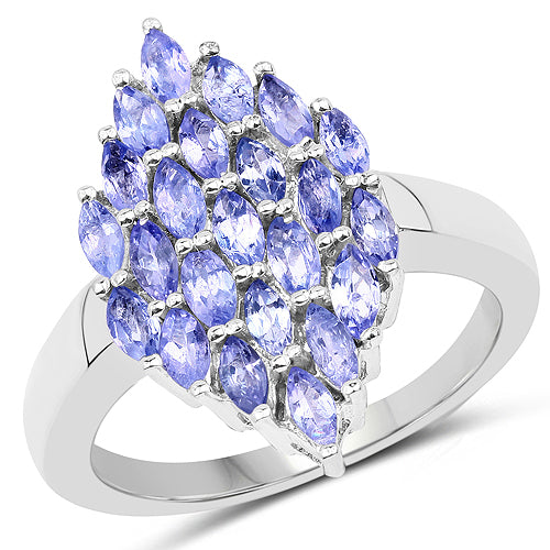 1.84 Carat Genuine Tanzanite .925 Sterling Silver Ring Bids.com
