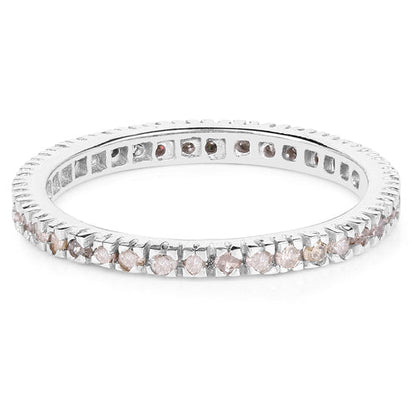 0.57 Carat Genuine Champagne Diamond .925 Sterling Silver Ring Bids.com