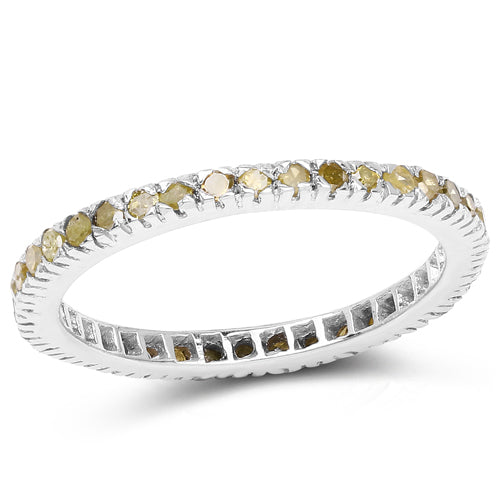 0.57 Carat Genuine Yellow Diamond .925 Sterling Silver Ring Bids.com