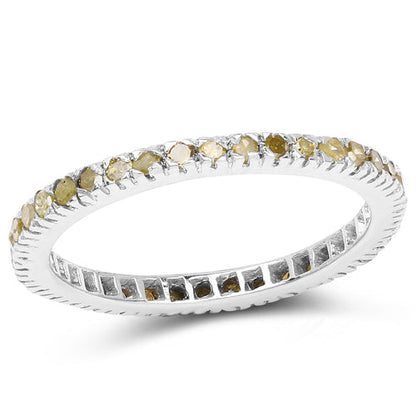 0.57 Carat Genuine Yellow Diamond .925 Sterling Silver Ring Bids.com