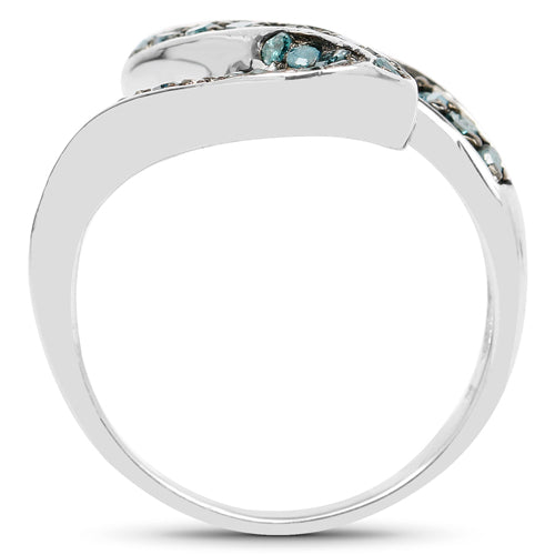 0.76 Carat Genuine Blue Diamond .925 Sterling Silver Ring Bids.com