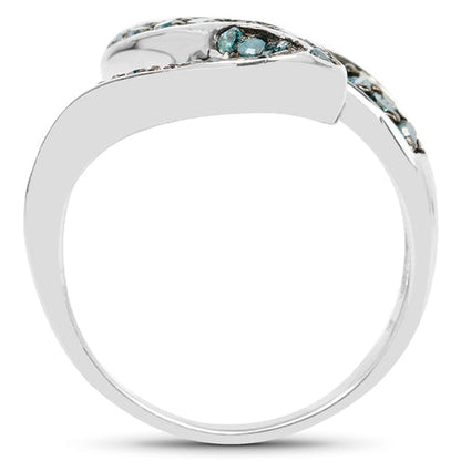 0.76 Carat Genuine Blue Diamond .925 Sterling Silver Ring Bids.com