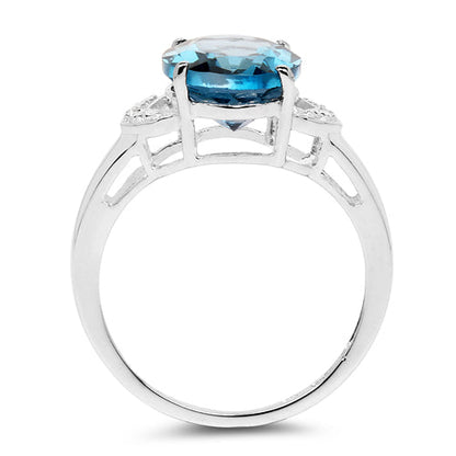 4.26 Carat Genuine London Blue Topaz & White Topaz .925 Sterling Silver Ring Bids.com
