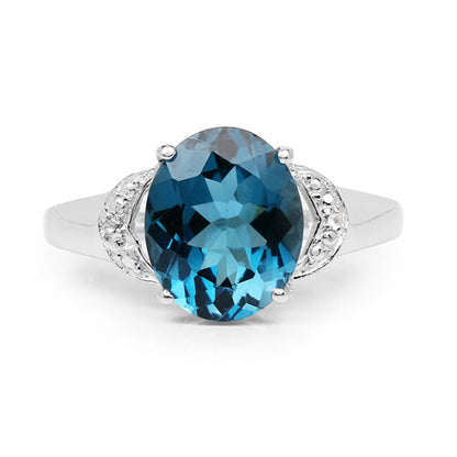 4.26 Carat Genuine London Blue Topaz & White Topaz .925 Sterling Silver Ring Bids.com