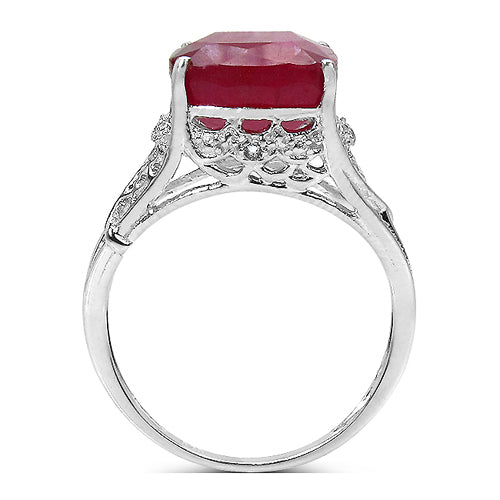 4.20 ct. t.w. Glass Filled Ruby and White Topaz Ring in Sterling Silver Bids.com