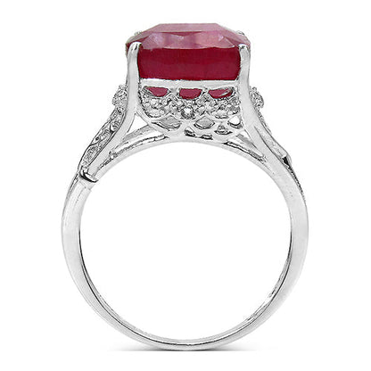 4.20 ct. t.w. Glass Filled Ruby and White Topaz Ring in Sterling Silver Bids.com