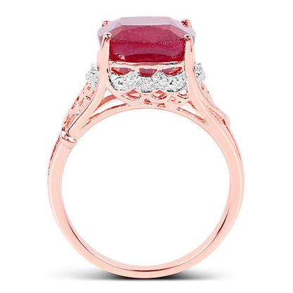 14K Rose Gold Plated 5.54 Carat Genuine Glass Filled Ruby & White Topaz .925 Sterling Silver Ring Bids.com