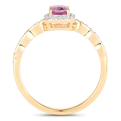 0.80 Carat Genuine Pink Sapphire and White Diamond 14K Yellow Gold Ring Bids.com